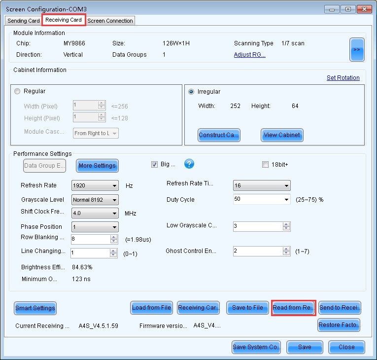 Novastar NovaLCT Screen Configuration Receiving Card