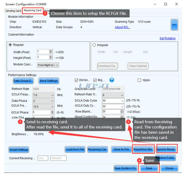 Send the configuration file to software by NovaLCT(1)