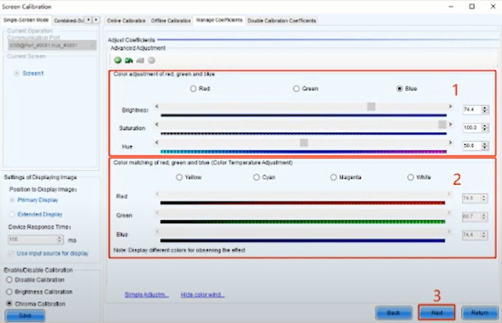 color led screen calibration