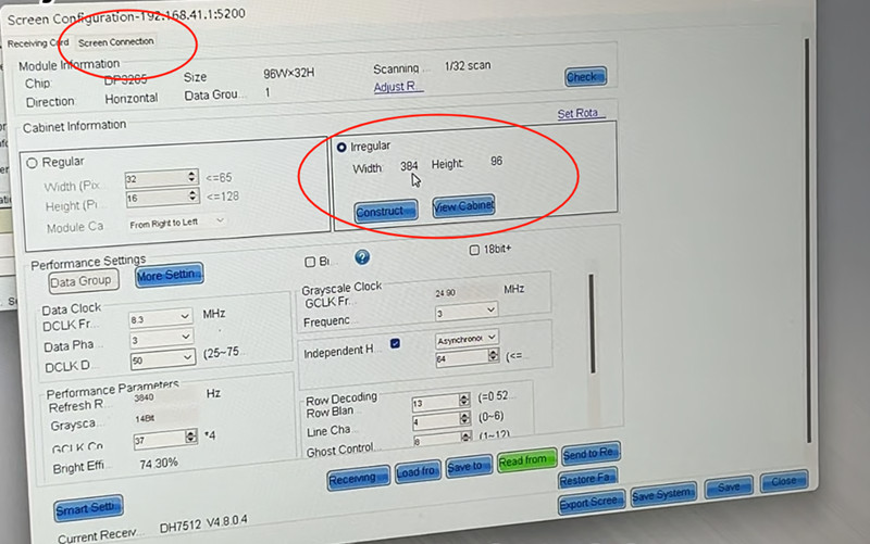 LED screen configuration