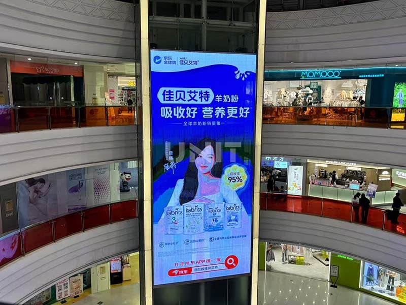 see through LED screen in shopping mall