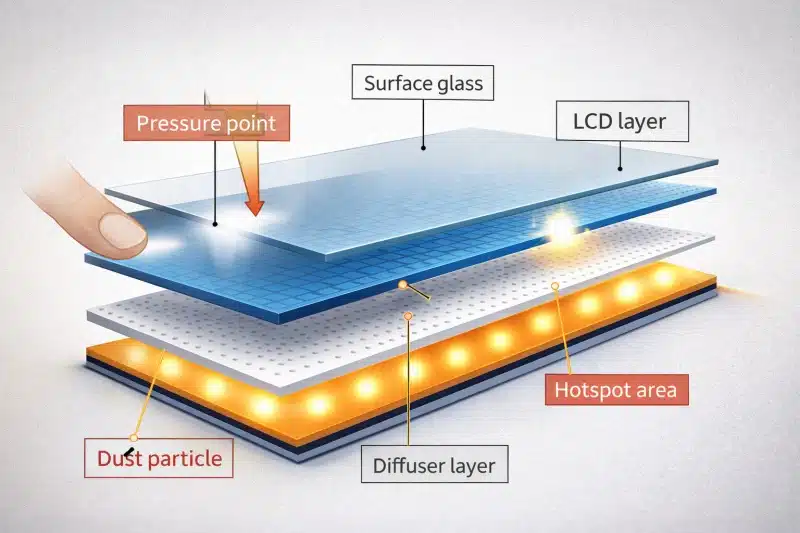 causes of white spots of display