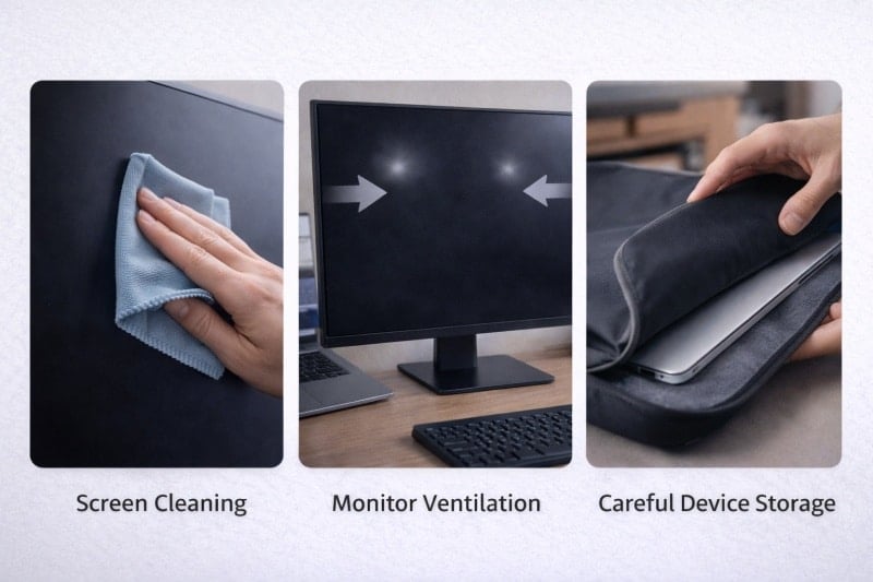how to prevent white spots on screens