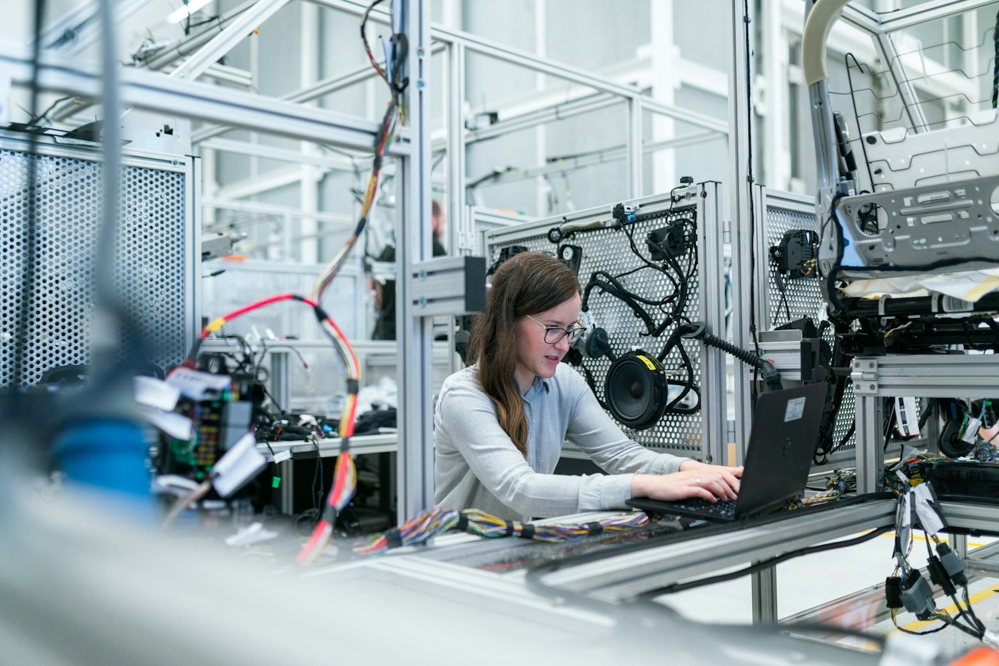 Technician at an assembly bench